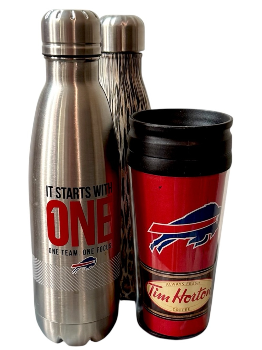 Buffalo Bills Bottle Tim Hortons Mug Leopard Print Bottle Bundle 3 Insulated Lot